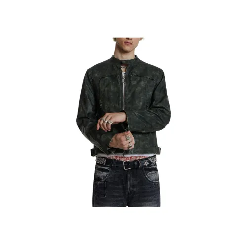 Jaded London Графитовый Мужская Кожаная Куртка