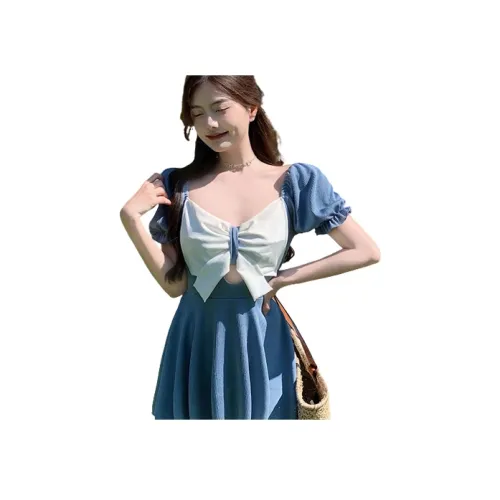 BASTA SURF Лето Короткий рукав Платья и юбки для плавания Женская Юбка Купальник Синий