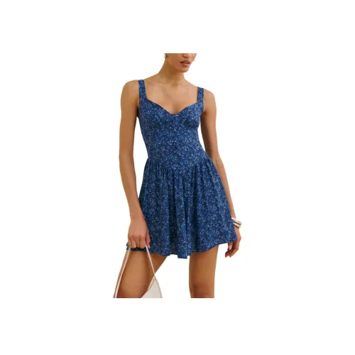 Reformation Wynn Платье Slip Платье Женское Синие Розовые