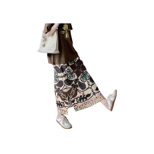 Wbwq Смешанный кофейный Женские Повседневные длинные юбки