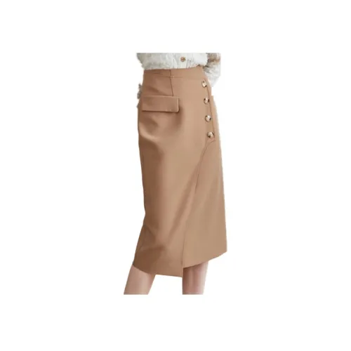 Anmani Чайный коричневый Женские Повседневные Длинные Юбки