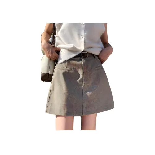 NANING9 Повседневные короткие юбки женские хаки