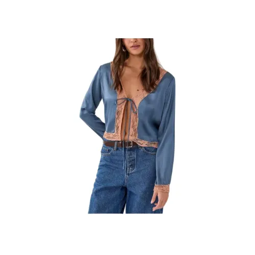 NASTY GAL Cutwork Кружево Галстук Передняя часть ДОЛГИЙ РУКАВ ТОП КРЫВАЯ ТОП ЖЕНСКИЙ