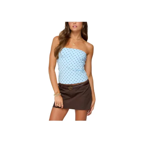 Edikted Гороховый узор Встроенный бюстгальтер Туб Топ Без бретелек Топ Женские