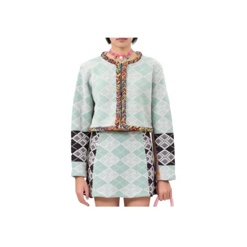 YANYAN KNIT Светло-синий Женские Куртки