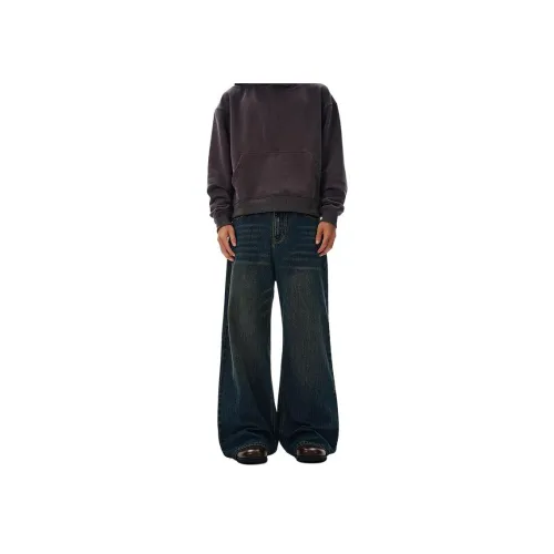 UOOHE Винтажные синие унисекс джинсы