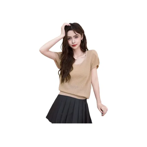 FAWENXIANGZI Розовая кожаная женская трикотажная одежда