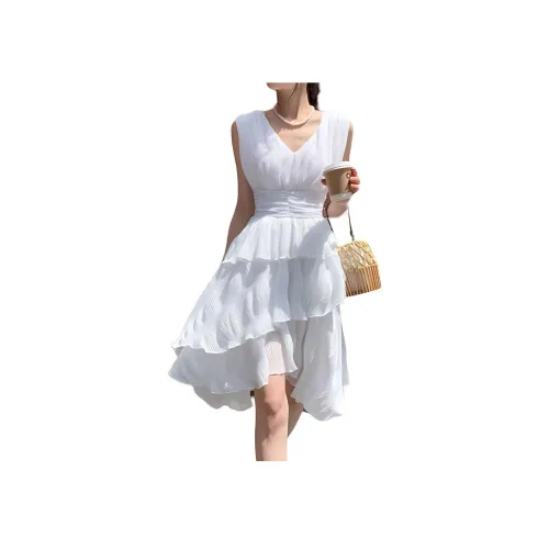 NANING9 Без рукавов Платье Женское Цвет Слоновая кость