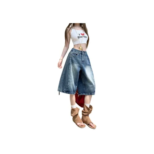 Wen Shan Винтажные синие брюки длиной до колена, женские джинсовые шорты