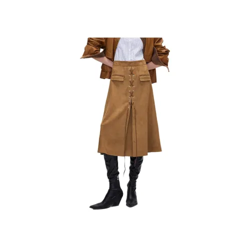 Only E13 Табачный Коричневый Женские Джинсовые Длинные Юбки