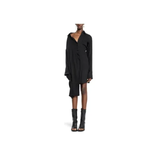 Ann Demeulemeester Черное Женское Длинное Платье с Рукавами