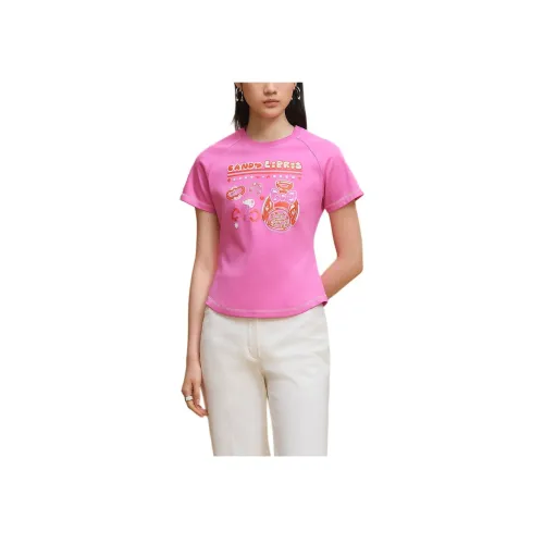 HERMES FW25 T Рубашка Женская Вишневый Цветок Розовый