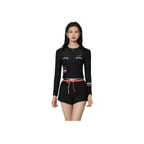 HAOZHILANG Комплект Черный Топ + Черные Шорты Женские Двухкомпонентный Купальник