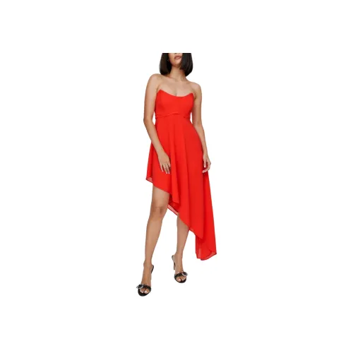 NASTY GAL CORSET Бандо Асимметричный Подол Платье Без рукавов Платье Женское Красное
