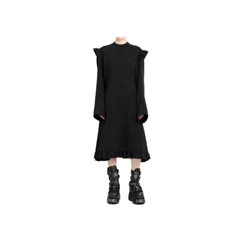 Vetements Черное Женское Длинное Платье с Рукавами