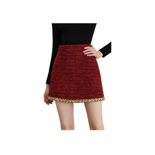 DPLAY Повседневные короткие юбки женские Ангора красного цвета