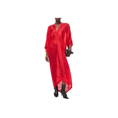 RICK OWENS Red Женские Длинные Платья с Рукавами