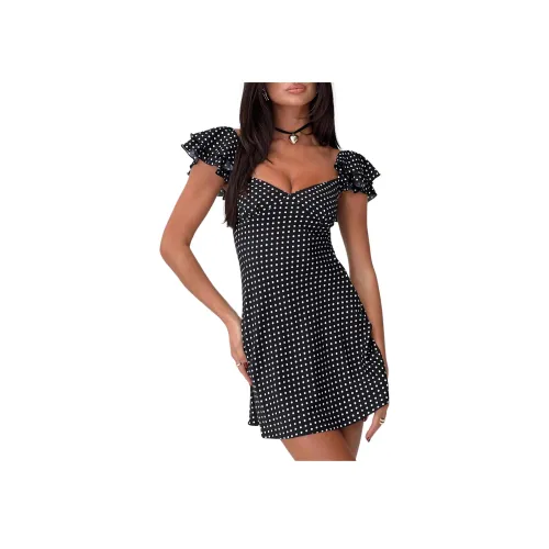 PRINCESS POLLY MORETTI Мини Платье Короткий Рукав Платье Женское Черное