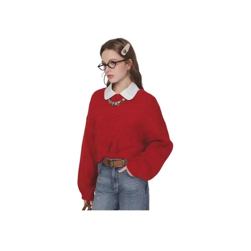 AIVEI Red Women's Sweaters AIVEI Красный Женские Свитера