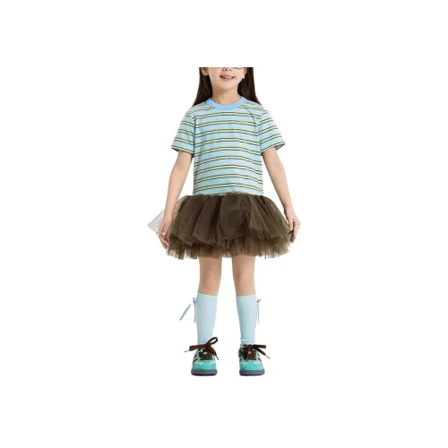 Woobaby Платье SS25 Синие полосы для детей 3-7 лет