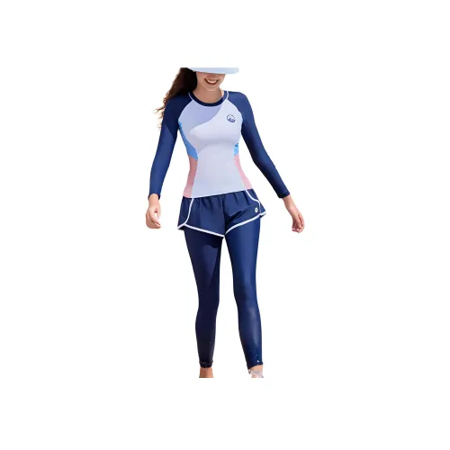 ZOKE Двухкомпонентный купальник Женская Белый Темно-синий