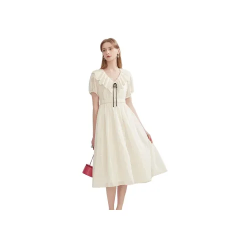 Caroline Короткий рукав Платье Женское Экрю