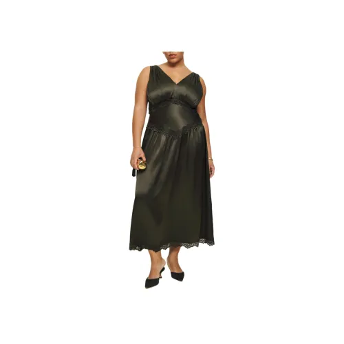 Reformation Stasia Шелковое Платье ES Без рукавов Женское Сосново-зеленый