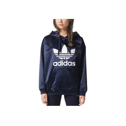 Adidas Originals Trefoil Hoodie Bluza Женская с капюшоном Adidas Свитшот Женский Морской синий
