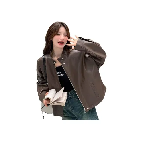 MINETTE Коричневый Женские Кожаные Куртки