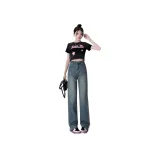 Винтажные синие удлиненные штаны