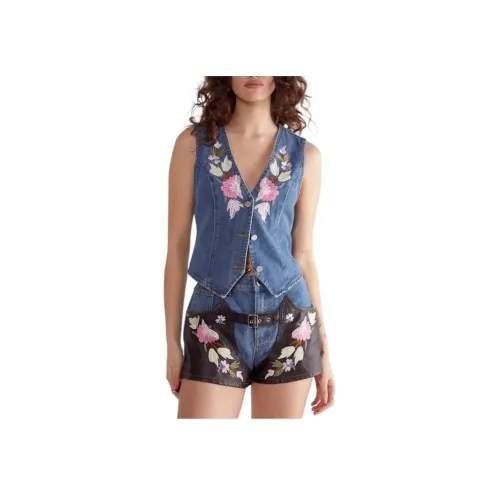 NASTY GAL Цветочный Вышитый Джинсовый Жилет-Вестка Женские