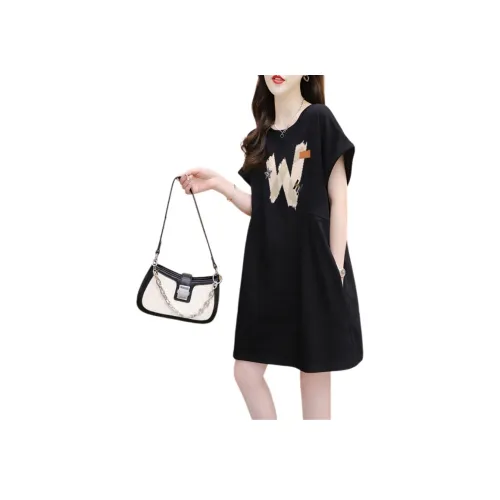 YICHEN Короткое платье с короткими рукавами женское