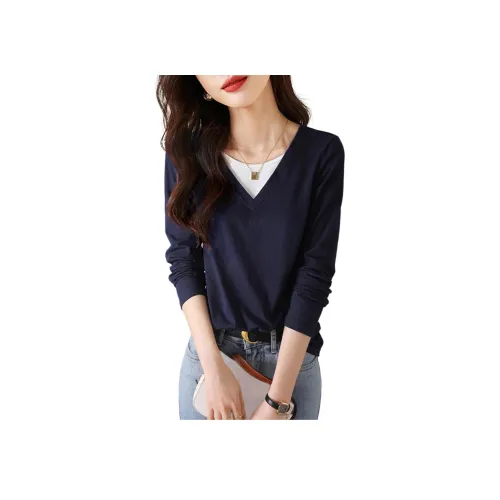 Mo Han Yi Mei Стандартная T-рубашка Женская Синяя