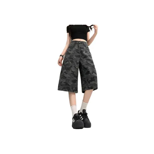 TLONELY1 Камуфляж Женские Джинсовые Шорты