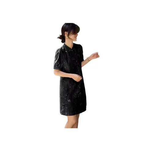 XWI Black Женские Короткие Платья с Рукавами