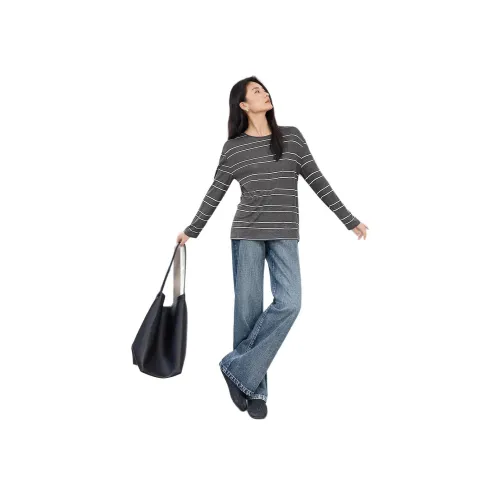 IHIMI Серые полосы Женские T-рубашки