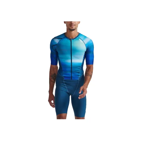 2XU Ярко-зеленый/Островной синий Мужские Велосипедные костюмы
