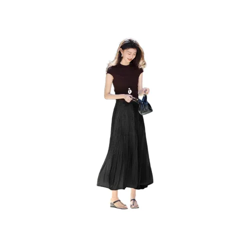 XWI Черные Женские Повседневные Длинные Юбки