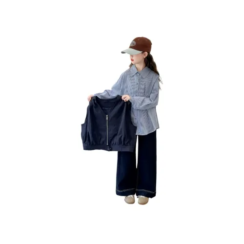 YUGUOGUO Комплект одежды Темно-синий жилет + Синие рубашка + Черные штаны Школьная повседневная спортивная одежда