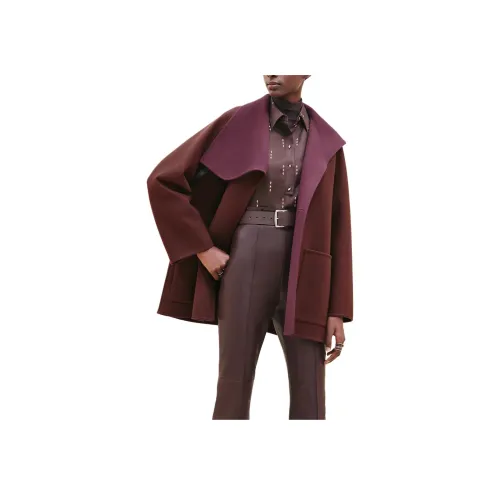 HERMES FW24 Пальто Женское Красное Коричневое