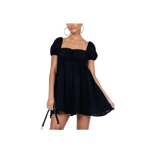 PRINCESS POLLY LET'S Dance Мини Платье Короткий Рукав Платье Женское Черное Черное