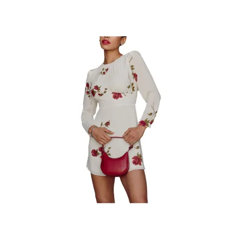 Reformation Белое Женское Длинное Платье с Рукавами