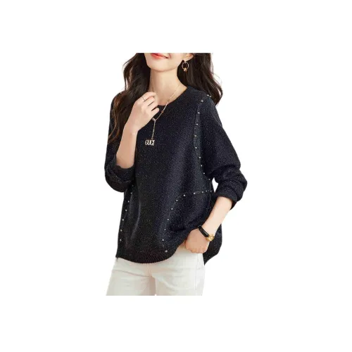 Корейский стиль Трикотаж Женский Черный Люрекс