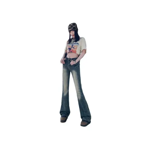 TLONELY1 Американский винтаж Bootcut Джинсы Женские