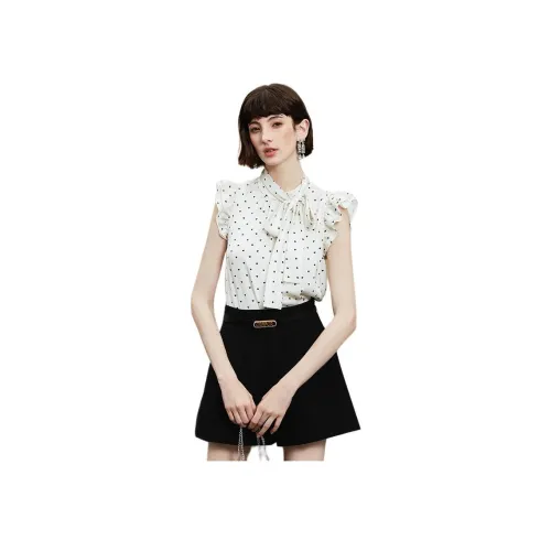 Caroline SS24 Шифон Рубашка Женская Сердце Цветочный Дизайн