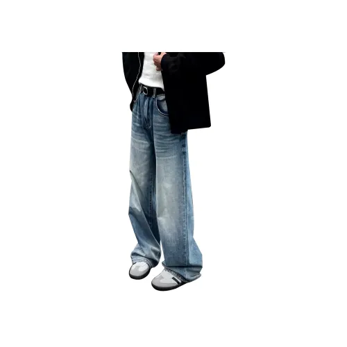 KUXIANSENWENYI Джинсы синие унисекс