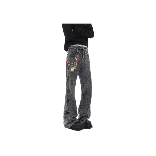 FOMOCE Унисекс Джинсы Черно-серого Цвета