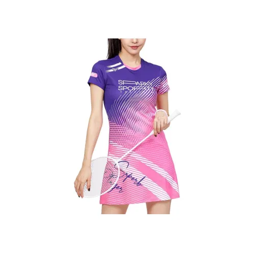 CORALIAN Короткий рукав Платье Женское Розовый Фиолетовый