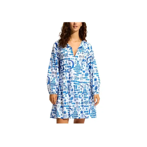 SEAFOLLY Blue Женские Длинные Платья с Рукавами