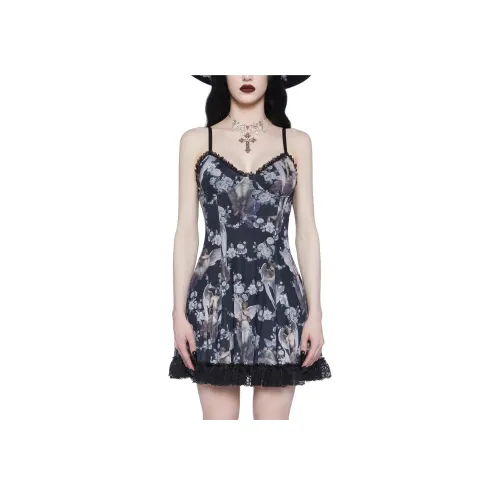 Dolls Kill WIDOW AFFLICTED Ангел Сетка Платье Slip Платье Женские Черный Черный